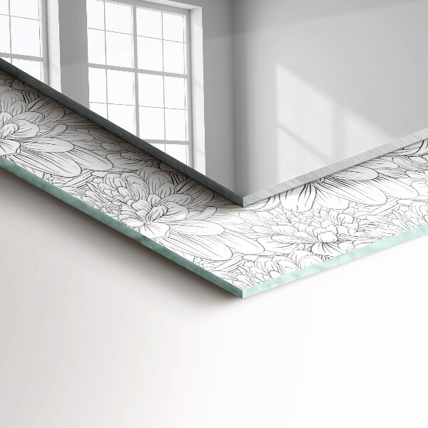 Bedrukte spiegel Monochroom bloemenpatroon