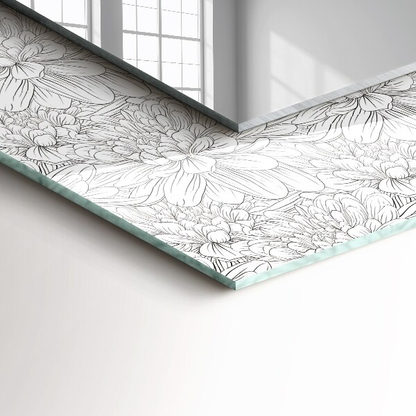 Bedrukte spiegel Monochroom bloemenpatroon