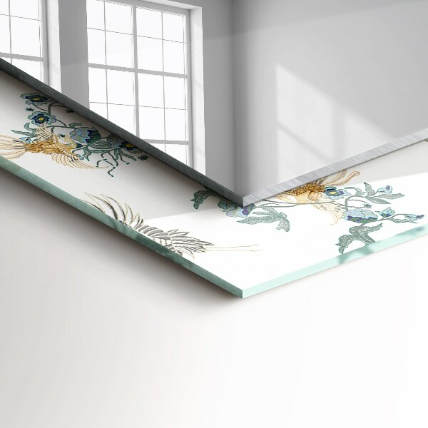 Spiegel met bedrukte lijst Vogels en bloemen