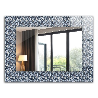 Wandspiegel decoratieve print Blauw bloemontwerp