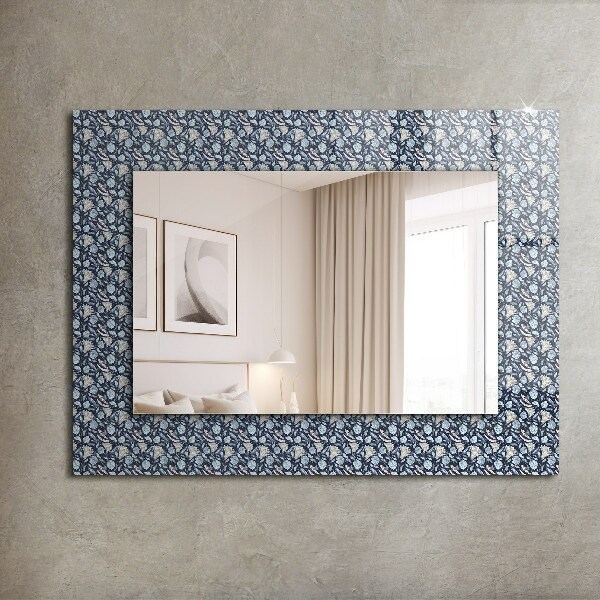 Wandspiegel decoratieve print Blauw bloemontwerp