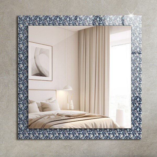 Wandspiegel decoratieve print Blauw bloemontwerp