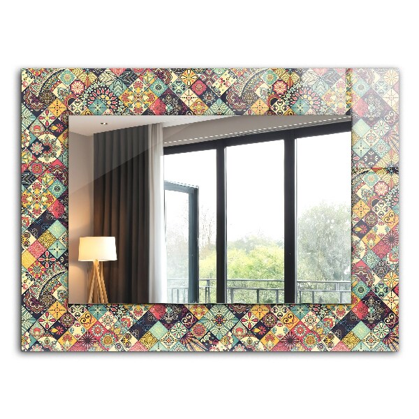 Wandspiegel met print Gekleurd mozaïek