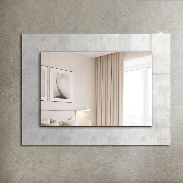 Spiegel lijst met print Motief op grijze stof