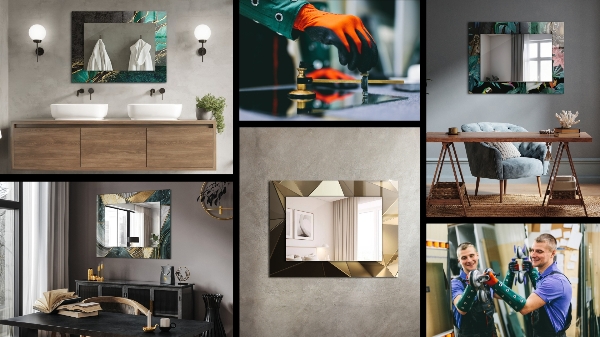 Wandspiegel decoratieve print Abstract marmer met aderen