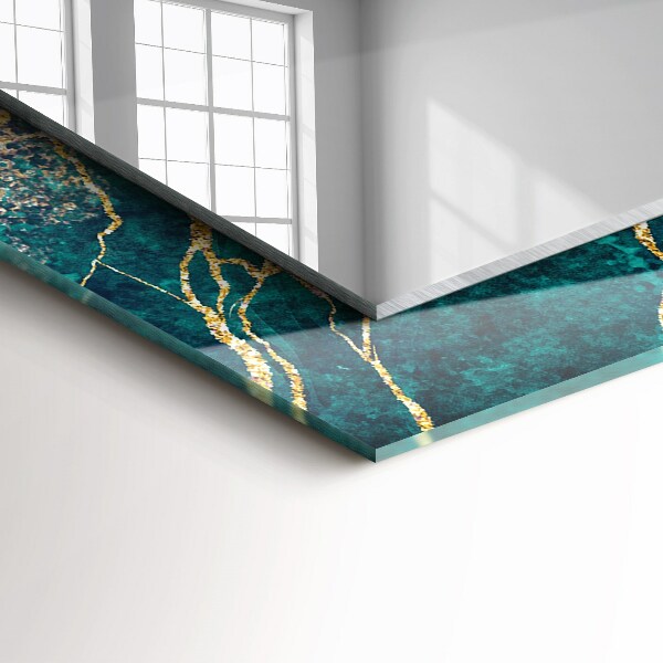 Spiegel met bedrukte lijst Groen marmer