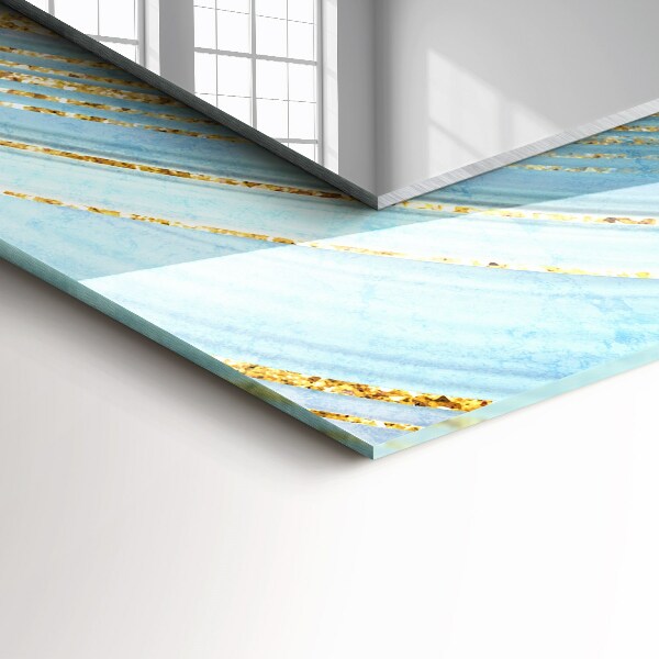 Spiegel lijst met print Blauwe abstracte golven