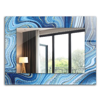Wandspiegel met print Blauw abstract patroon