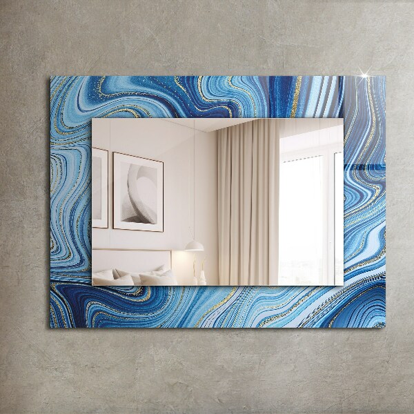 Wandspiegel met print Blauw abstract patroon