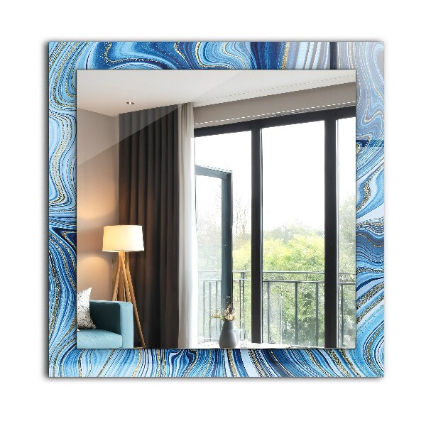 Wandspiegel met print Blauw abstract patroon