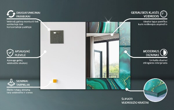 Spiegel met bedrukte lijst Abstract geometrisch patroon