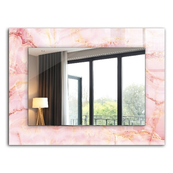 Spiegel lijst met print Roze marmerpatroon