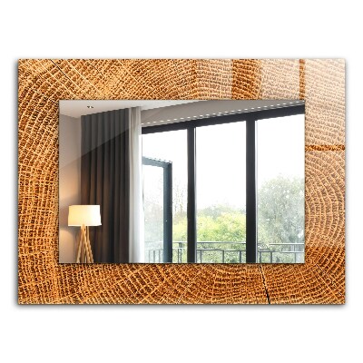 Spiegel lijst met print Dwarsdoorsnede van de groeiringen van een boomstam