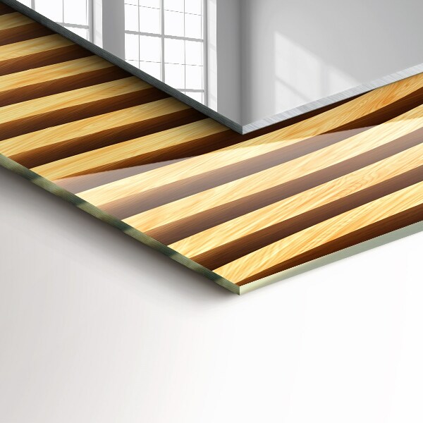 Wandspiegel met print Golven in hout