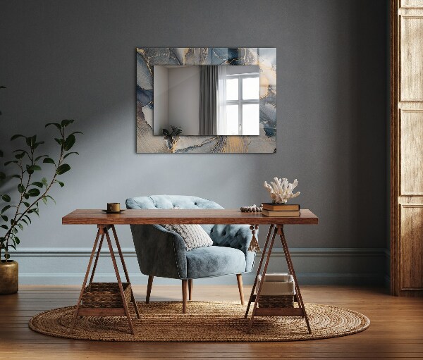 Spiegel met decoratie Blauwe abstracte kunst