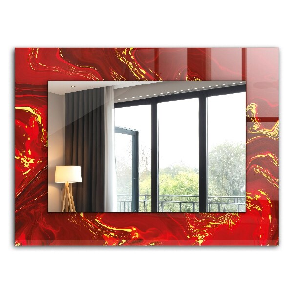 Wandspiegel met print Abstracte rode verf