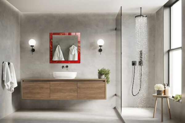 Wandspiegel met print Abstracte rode verf