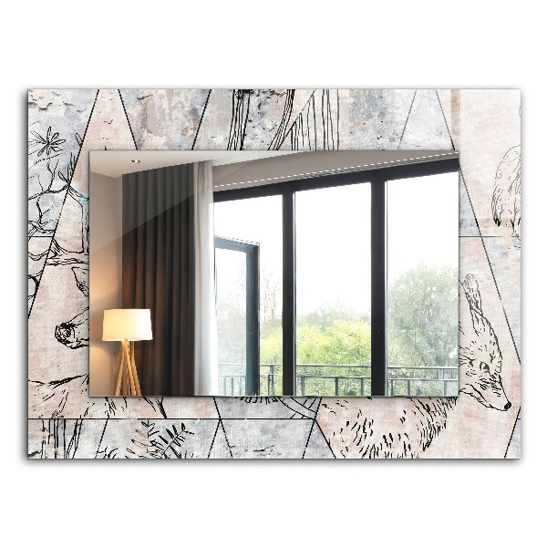 Wandspiegel met print Planten met hertengeweien