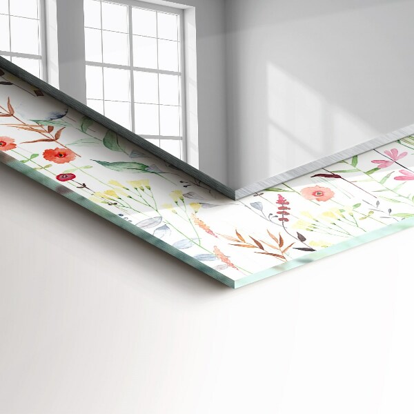Wandspiegel met print Bloemen met aquarel motieven