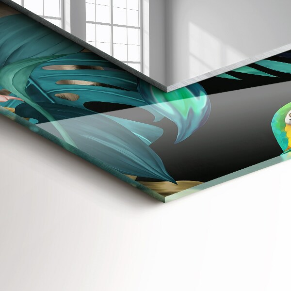 Bedrukte spiegel Papegaaien met een tijger in de jungle