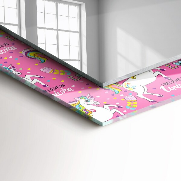 Spiegel met print Eenhoorns Regenboog harten