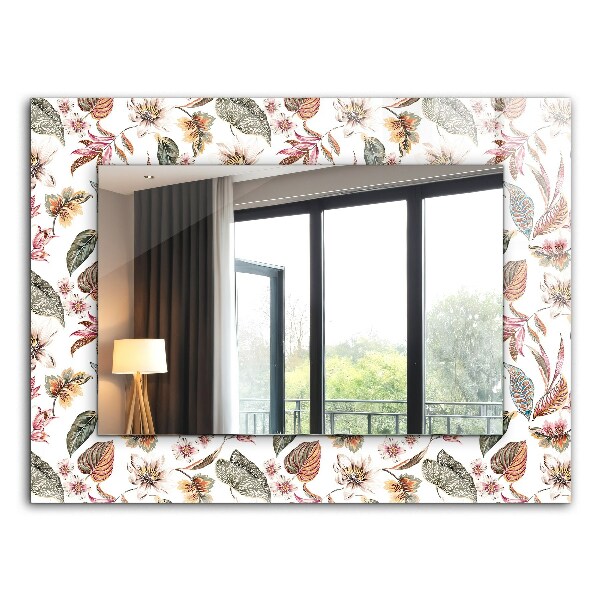 Spiegel met print Bloemen en bladeren