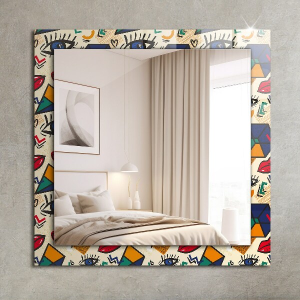 Spiegel met decoratie Oog- en mondvormen