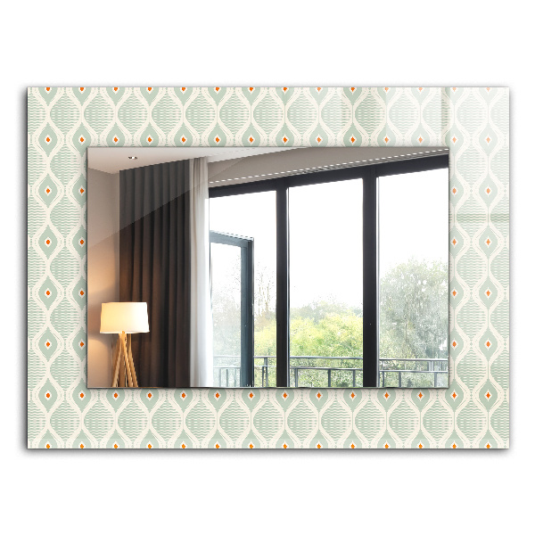 Spiegel lijst met print Groen geometrisch patroon
