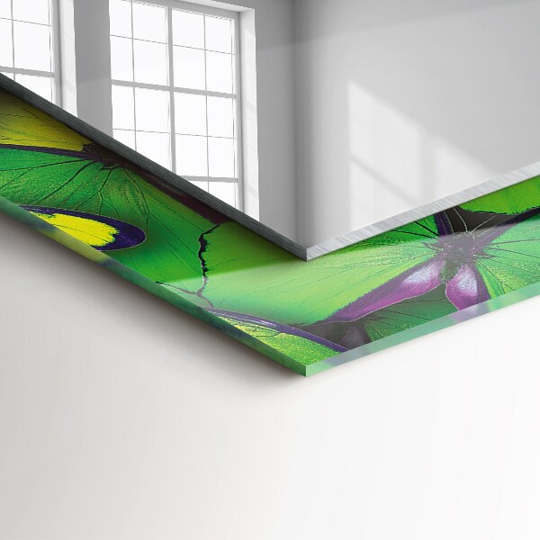 Wandspiegel met print Blauwe en groene vlinders