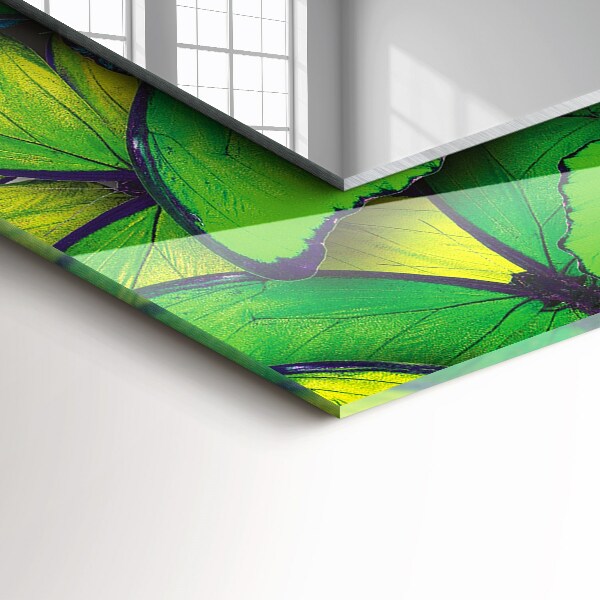 Wandspiegel met print Blauwe en groene vlinders
