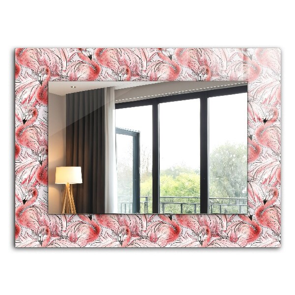 Spiegel met bedrukte lijst Roze flamingo's