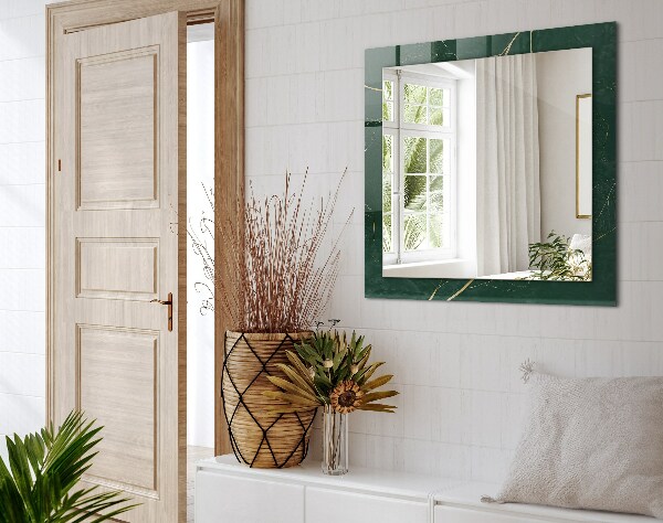 Wandspiegel met print Groene en gouden bladeren