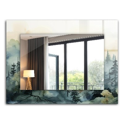 Wandspiegel met print Bloemen bladeren vogels