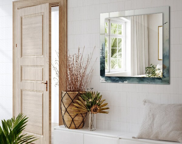 Wandspiegel met print Bloemen bladeren vogels