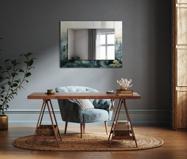 Wandspiegel met print Bloemen bladeren vogels