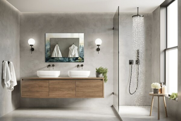 Wandspiegel met print Bloemen bladeren vogels