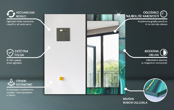 Spiegel met print Grote golf in Kanagawa