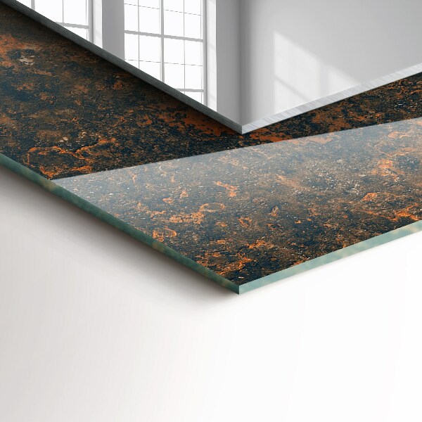 Wandspiegel met print Abstracte tekening in geel