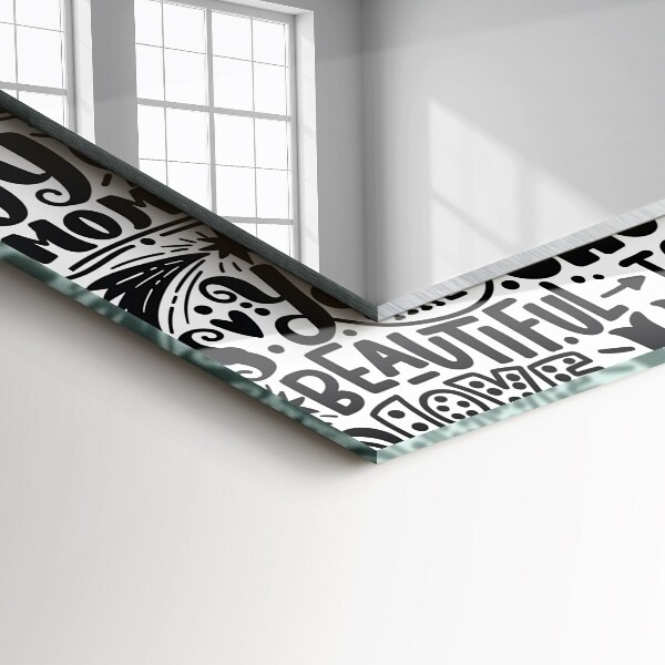 Spiegel lijst met print Diagonale lijnen op hout