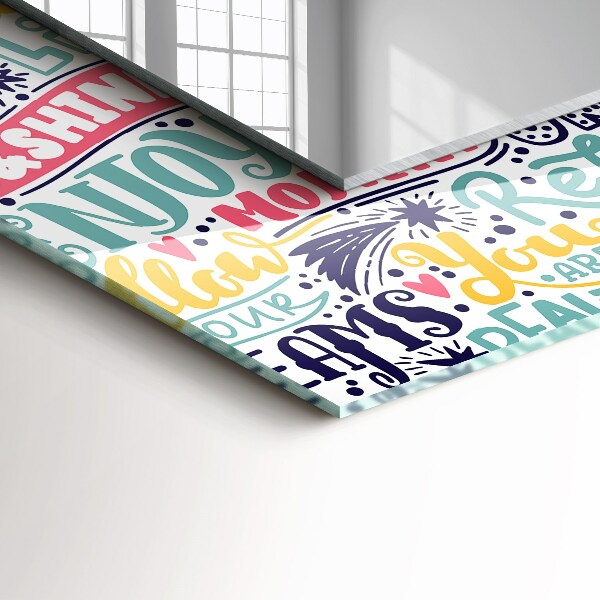 Spiegel met print Abstracte motieven in oranje