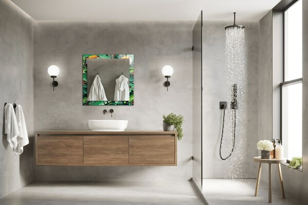 Spiegel met bedrukte lijst Geometrisch patroon in turkoois