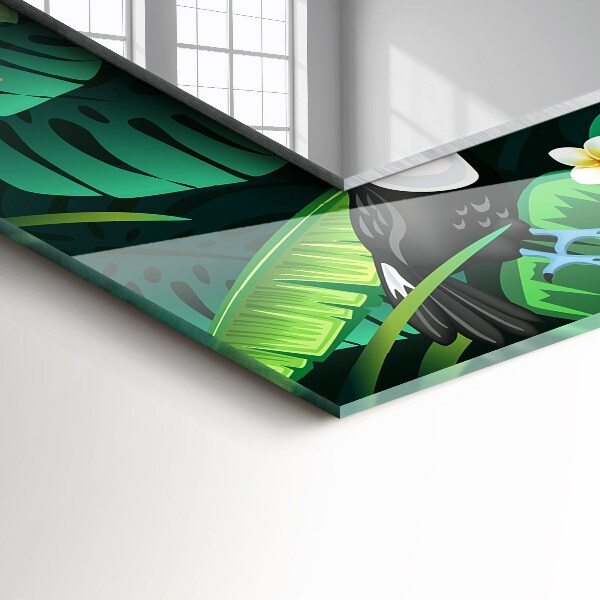 Spiegel met bedrukte lijst Geometrisch patroon in turkoois