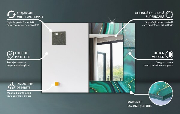 Wandspiegel decoratieve print Abstracte gekleurde golven