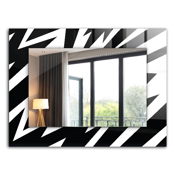 Spiegel met decoratie Geometrische motieven in wit en zwart