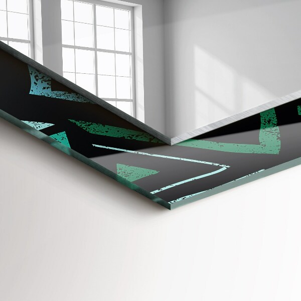 Spiegel lijst met print Geometrische motieven in turquoise