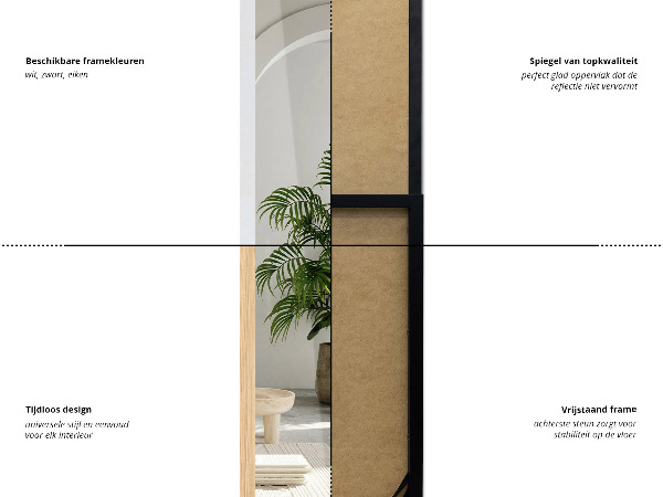 Staande spiegel zwart 14x61 in