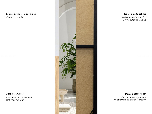 Staande spiegel eiken 14x61 in