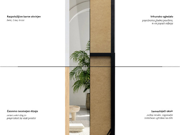 Staande spiegel eiken 14x61 in