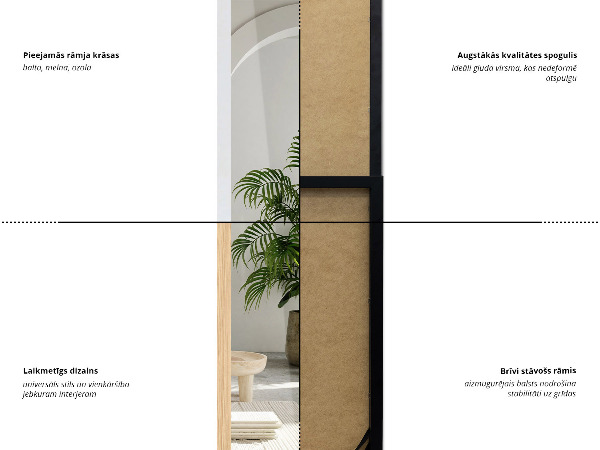 Staande spiegel eiken 14x61 in