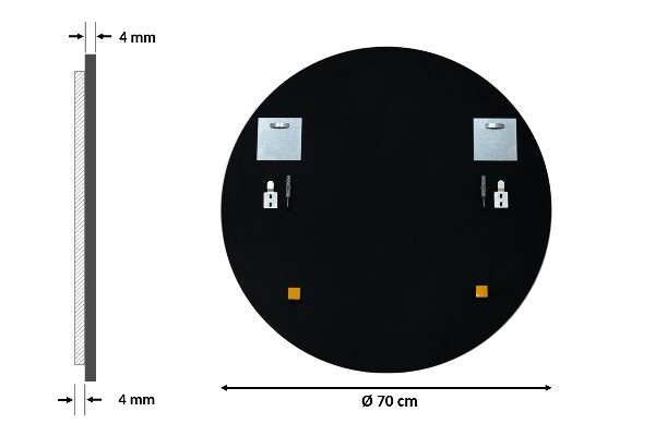 Ronde badkamerspiegel in een zwarte lijst fi 70 cm